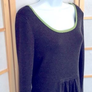 Eliza J Dress Gray Knit with Lime Green Accent Trim